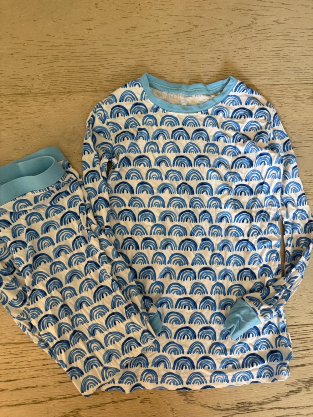 Little Sleepies Blue and White Rainbow Print Kids Pajama Set